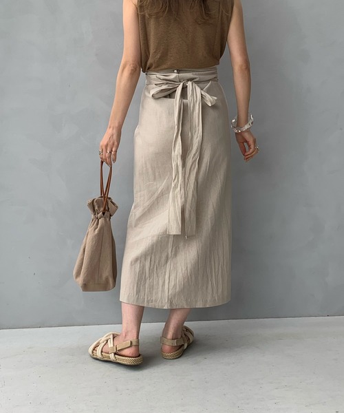 LE MORE（リモア）の「リネンラップリボンスカート（スカート・レディース・アイボリー/ベージュ・FREE）」の12枚目の写真