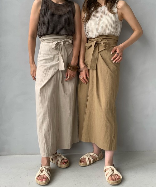LE MORE（リモア）の「リネンラップリボンスカート（スカート・レディース・アイボリー/ベージュ・FREE）」の15枚目の写真