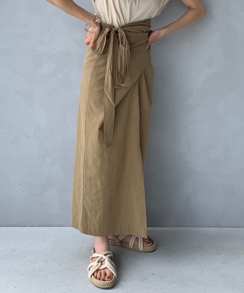 LE MORE（リモア）の「リネンラップリボンスカート（スカート・レディース・アイボリー/ベージュ・FREE）」の6枚目の写真