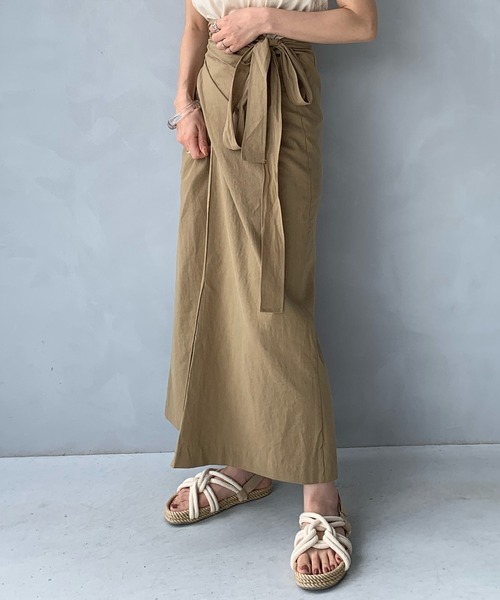 LE MORE（リモア）の「リネンラップリボンスカート（スカート・レディース・アイボリー/ベージュ・FREE）」の9枚目の写真