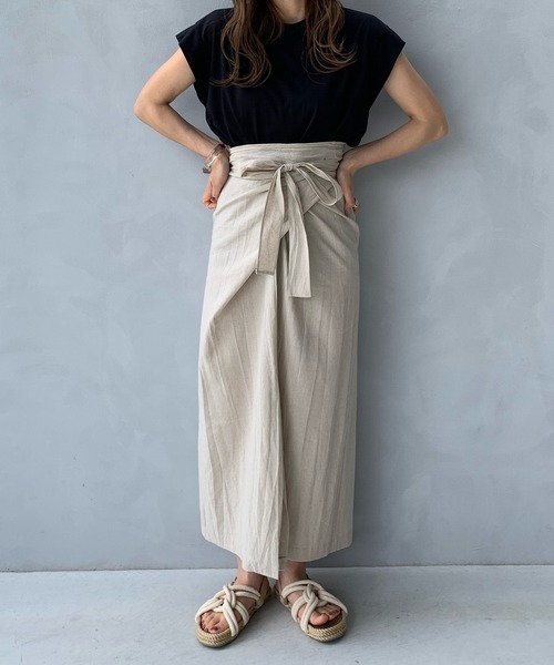 LE MORE（リモア）の「リネンラップリボンスカート（スカート・レディース・アイボリー/ベージュ・FREE）」の18枚目の写真
