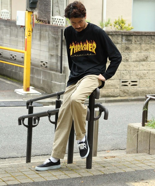 THRASHER(スラッシャー)の「FLAME LONG SLEEVE T-SHIRTS/THRASHER スラッシャーフレイムロゴ長袖ロンT スケーター ストリート ユニセックス(Tシャツ/カットソー・メンズ・ホワイト/ブラック/サンドグレー/バーガンディー・SMALL/MEDIUM/LARGE/X-LARGE/XX-LARGE)」の11枚目の写真
