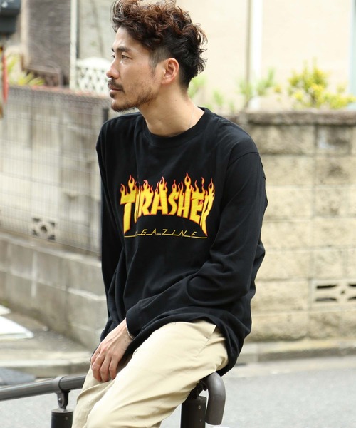 セール】FLAME LONG SLEEVE T-SHIRTS/スラッシャーフレイムロゴ