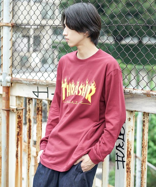 THRASHER(スラッシャー)の「FLAME LONG SLEEVE T-SHIRTS/THRASHER スラッシャーフレイムロゴ長袖ロンT スケーター ストリート ユニセックス(Tシャツ/カットソー・メンズ・ホワイト/ブラック/サンドグレー/バーガンディー・SMALL/MEDIUM/LARGE/X-LARGE/XX-LARGE)」の20枚目の写真