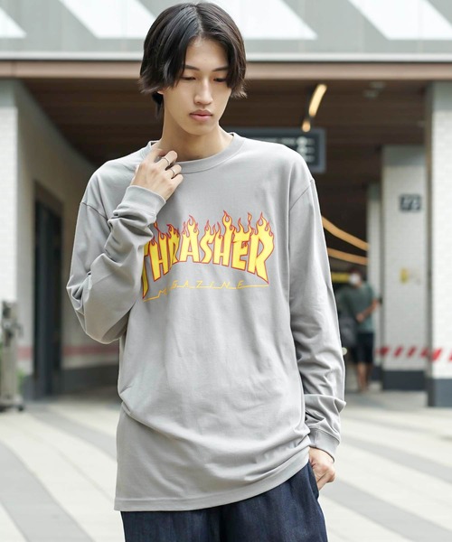 FLAME LONG SLEEVE T-SHIRTS/スラッシャーフレイムロゴ長袖ロンT（T