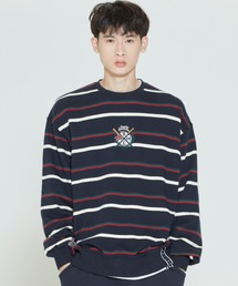【ROMANTIC CROWN】PADDLING LOGO SWEATSHIRT / ロマンティッククラウン パドリング ロゴ ボーダー スウェットシャツ