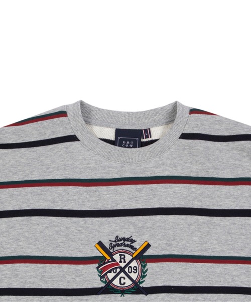 ROMANTIC CROWN(ロマンティッククラウン)の「【ROMANTIC CROWN】PADDLING LOGO SWEATSHIRT / ロマンティッククラウン パドリング ロゴ ボーダー スウェットシャツ(スウェット・メンズ・ネイビー/グレー/オートミール・SMALL/MEDIUM/LARGE/X-LARGE)」の17枚目の写真