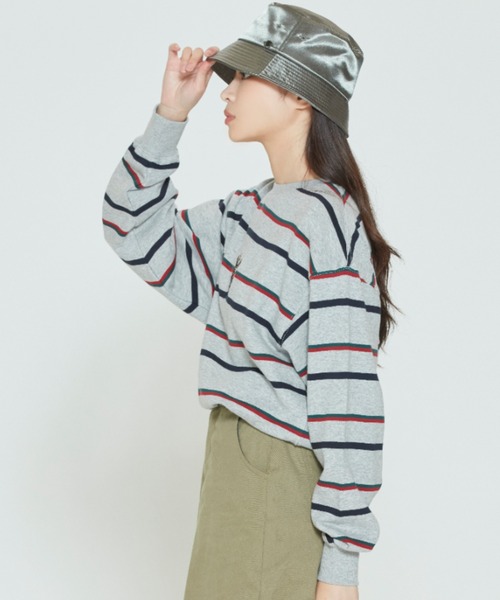 ROMANTIC CROWN(ロマンティッククラウン)の「【ROMANTIC CROWN】PADDLING LOGO SWEATSHIRT / ロマンティッククラウン パドリング ロゴ ボーダー スウェットシャツ(スウェット・メンズ・ネイビー/グレー/オートミール・SMALL/MEDIUM/LARGE/X-LARGE)」の10枚目の写真