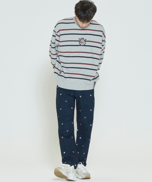 ROMANTIC CROWN(ロマンティッククラウン)の「【ROMANTIC CROWN】PADDLING LOGO SWEATSHIRT / ロマンティッククラウン パドリング ロゴ ボーダー スウェットシャツ(スウェット・メンズ・ネイビー/グレー/オートミール・SMALL/MEDIUM/LARGE/X-LARGE)」の8枚目の写真