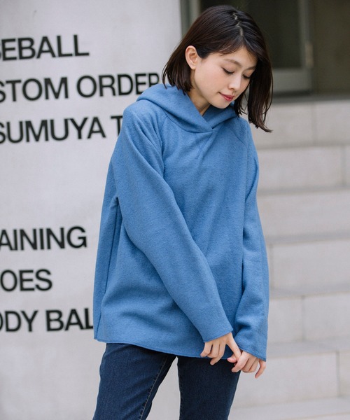 Munich(ミューニック)の「ボイルドブークレジャージー ラグランスリーブフーディー(パーカー・レディース・チャコールグレー/ブルー/アイボリー・FREE)」の8枚目の写真