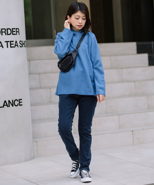 Munich(ミューニック)の「ボイルドブークレジャージー ラグランスリーブフーディー(パーカー・レディース・チャコールグレー/ブルー/アイボリー・FREE)」の4枚目の写真