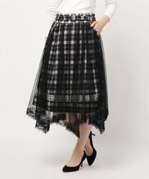 axes femme POETIQUE | チェック×チュールスカート(スカート)