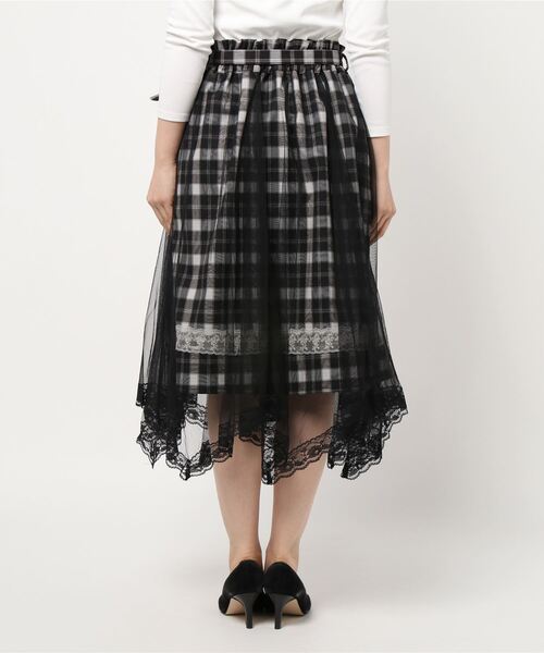 axes femme POETIQUE（アクシーズファムポエティック）の「チェック×チュールスカート（スカート・レディース・ブラック/ブルー/ワイン・MEDIUM）」の5枚目の写真
