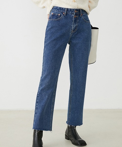 Fano Studios（ファノ ストゥディオズ）の「【Fano Studios】Straight silhouette hem damage denim pants FQ20K045（デニムパンツ・レディース・ブラック/ブルー・S/M/L）」の8枚目の写真