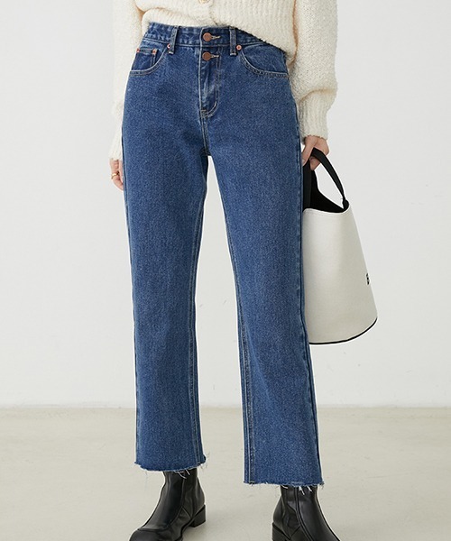 Fano Studios（ファノ ストゥディオズ）の「【Fano Studios】Straight silhouette hem damage denim pants FQ20K045（デニムパンツ・レディース・ブラック/ブルー・S/M/L）」の9枚目の写真