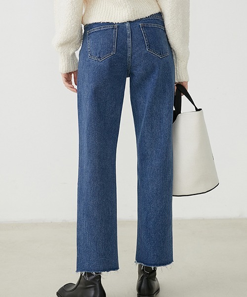 Fano Studios（ファノ ストゥディオズ）の「【Fano Studios】Straight silhouette hem damage denim pants FQ20K045（デニムパンツ・レディース・ブラック/ブルー・S/M/L）」の10枚目の写真