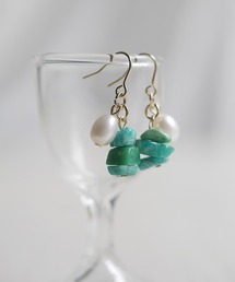 tone（トーン）の「【SPICY COLORS】天然石と淡水パールのツインピアス（ピアス（両耳用））」