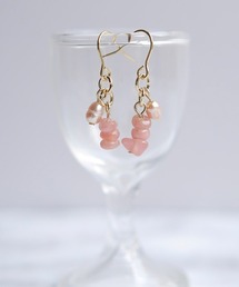 【SPICY COLORS】天然石と淡水パールのツインピアス