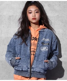 ANAP GｉRL（アナップガール）の「ケミカルデニムボアブルゾン（ブルゾン・キッズ）」