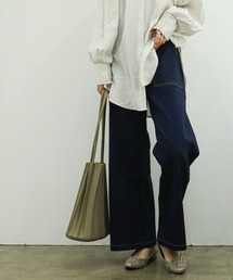 Fashion Letter | 微起毛デニムベイカーワイドパンツ （大きいサイズ）(デニムパンツ)