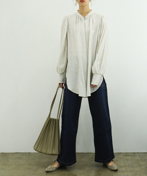 Fashion Letter（ファッションレター）の「微起毛デニムベイカーワイドパンツ （大きいサイズ）（デニムパンツ・レディース・ネイビー/ワンウォッシュ・M/L/LL/3L/4L）」の14枚目の写真