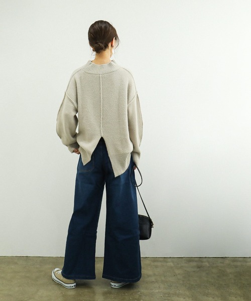 Fashion Letter（ファッションレター）の「微起毛デニムベイカーワイドパンツ （大きいサイズ）（デニムパンツ・レディース・ネイビー/ワンウォッシュ・M/L/LL/3L/4L）」の10枚目の写真