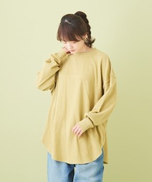 CUBE SUGAR（キューブシュガー）の「スラブインレイ 裾ラウンド プルオーバー（Tシャツ/カットソー）」