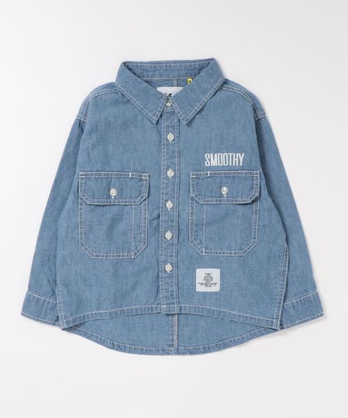 Smoothy（スムージー）の「Smoothy Chambray Big shirts / スムージー シャンブレービッグシャツ（シャツ/ブラウス・キッズ・インディゴブルー・S/M/L/XL）」の7枚目の写真
