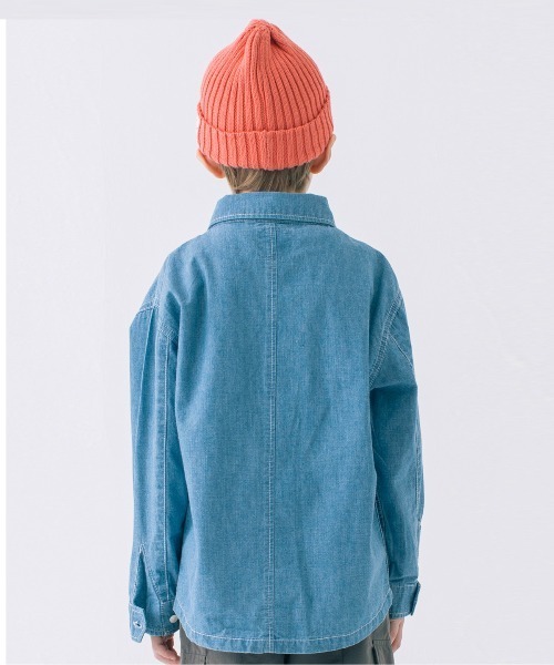 Smoothy（スムージー）の「Smoothy Chambray Big shirts / スムージー シャンブレービッグシャツ（シャツ/ブラウス・キッズ・インディゴブルー・S/M/L/XL）」の6枚目の写真