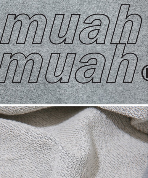 muahmuah(ムーアムーア)の「A'GEM/9 × .kom『muah muah/ムーアムーア』VIVID MUAH LOGO MTM/ ヴィヴィッド MUAH ロゴ MTM スウェットシャツ トレーナー(スウェット・レディース・アイボリー/ブラック/グレー/インディゴブルー/ピンク/ライトグレー/ライトグリーン/ベージュ/カーキ・FREE)」の16枚目の写真