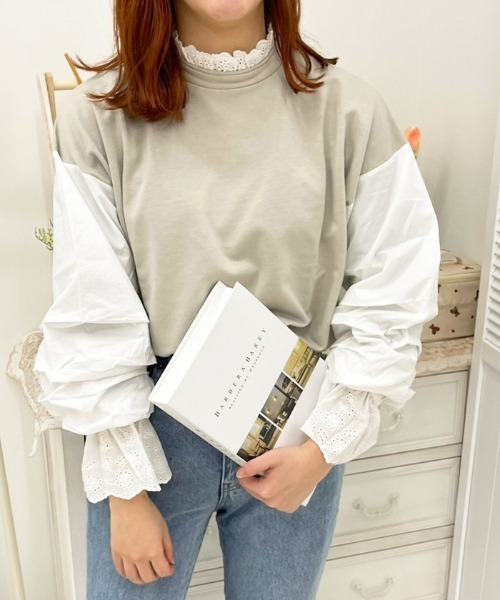 apres jour（アプレジュール）の「ミニ裏毛スカラップレーストップス【ZOZOTOWN限定アイテム】（Tシャツ/カットソー・レディース・オフホワイト/ミント/ブラック・フリー/X-LARGE）」の3枚目の写真