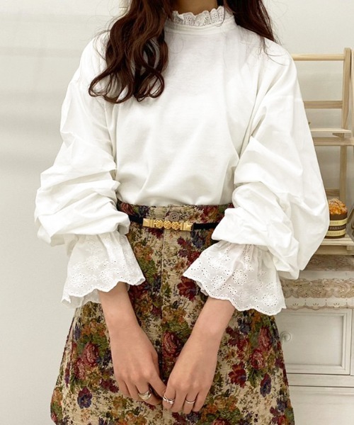apres jour（アプレジュール）の「ミニ裏毛スカラップレーストップス【ZOZOTOWN限定アイテム】（Tシャツ/カットソー・レディース・オフホワイト/ミント/ブラック・フリー/X-LARGE）」の4枚目の写真