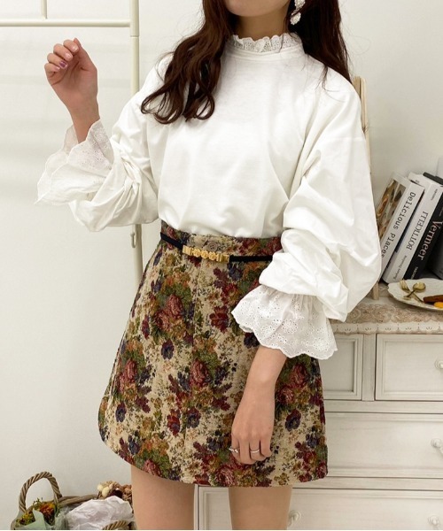 apres jour（アプレジュール）の「ミニ裏毛スカラップレーストップス【ZOZOTOWN限定アイテム】（Tシャツ/カットソー・レディース・オフホワイト/ミント/ブラック・フリー/X-LARGE）」の6枚目の写真