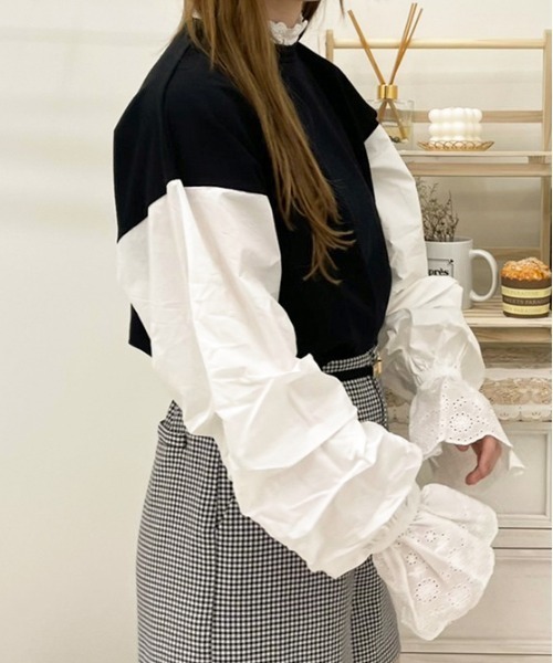 apres jour（アプレジュール）の「ミニ裏毛スカラップレーストップス【ZOZOTOWN限定アイテム】（Tシャツ/カットソー・レディース・オフホワイト/ミント/ブラック・フリー/X-LARGE）」の12枚目の写真