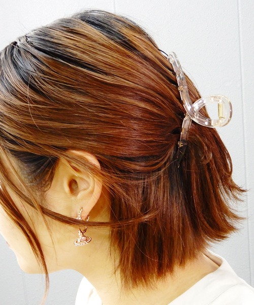 minia（ミニア）の「ラインバンスクリップ　◇（バレッタ/ヘアクリップ・レディース・モカ/ホワイト/クリア/ブラウン/ピンクベージュ・FREE）」の5枚目の写真