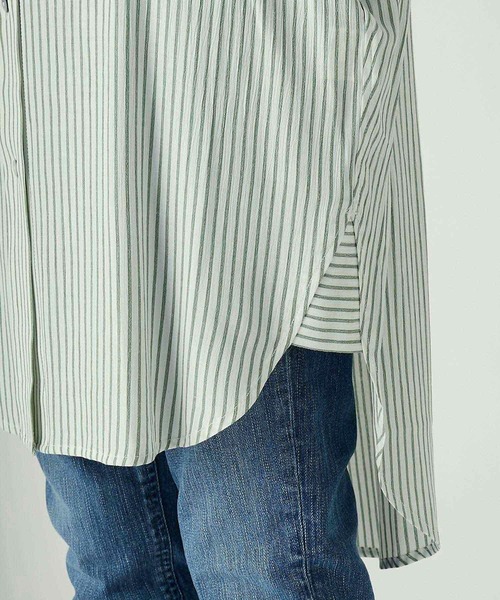 RIVE DROITE（リヴドロワ）の「ストライプチュニックシャツ（シャツ/ブラウス・レディース・ミント/バイオレット・FREE）」の7枚目の写真