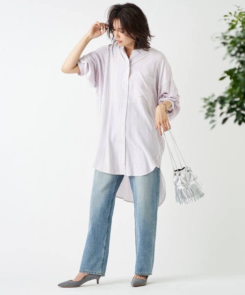 RIVE DROITE（リヴドロワ）の「ストライプチュニックシャツ（シャツ/ブラウス・レディース・ミント/バイオレット・FREE）」の17枚目の写真