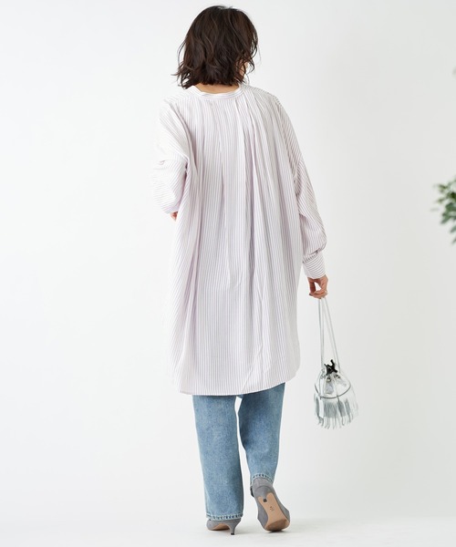 RIVE DROITE（リヴドロワ）の「ストライプチュニックシャツ（シャツ/ブラウス・レディース・ミント/バイオレット・FREE）」の8枚目の写真