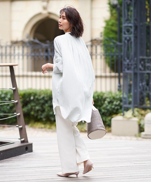 RIVE DROITE（リヴドロワ）の「ストライプチュニックシャツ（シャツ/ブラウス・レディース・ミント/バイオレット・FREE）」の5枚目の写真