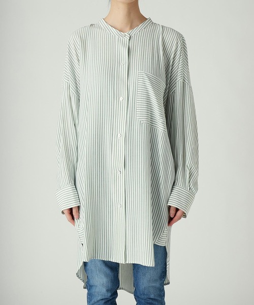 RIVE DROITE（リヴドロワ）の「ストライプチュニックシャツ（シャツ/ブラウス・レディース・ミント/バイオレット・FREE）」の9枚目の写真