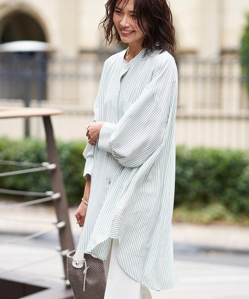 RIVE DROITE（リヴドロワ）の「ストライプチュニックシャツ（シャツ/ブラウス・レディース・ミント/バイオレット・FREE）」の18枚目の写真