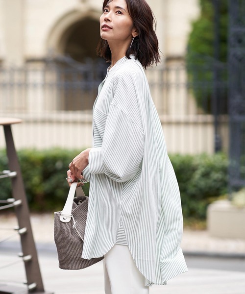 RIVE DROITE（リヴドロワ）の「ストライプチュニックシャツ（シャツ/ブラウス・レディース・ミント/バイオレット・FREE）」の15枚目の写真