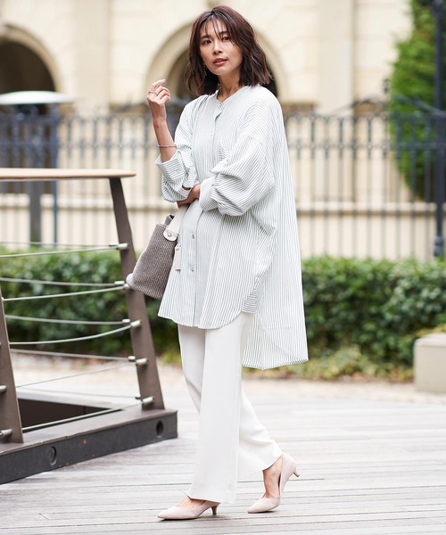 RIVE DROITE（リヴドロワ）の「ストライプチュニックシャツ（シャツ/ブラウス・レディース・ミント/バイオレット・FREE）」の6枚目の写真