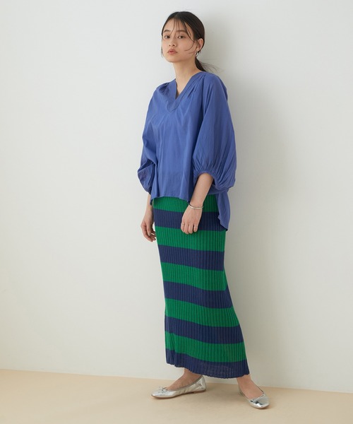 ADAM ET ROPE'（アダムエロペ）の「ステッチワークボリュームブラウス（シャツ/ブラウス・レディース・ホワイト/ブラック/ブルー・FREE）」の7枚目の写真