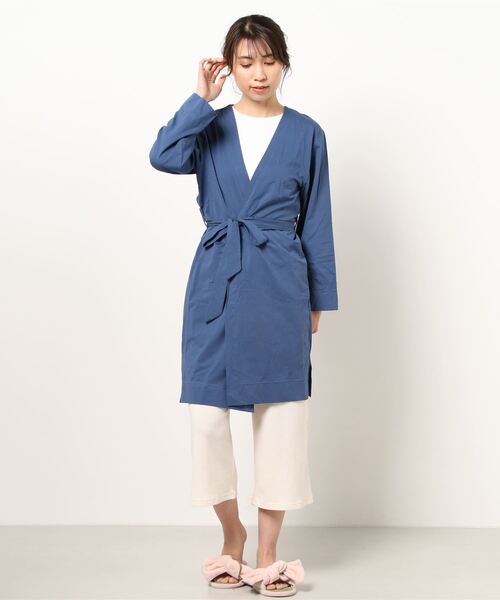 northerly（ノーザリー）の「コットンジャージーローブ（ガウン/バスローブ・レディース・ネイビー/ブラック/ピンク・MEDIUM）」の2枚目の写真