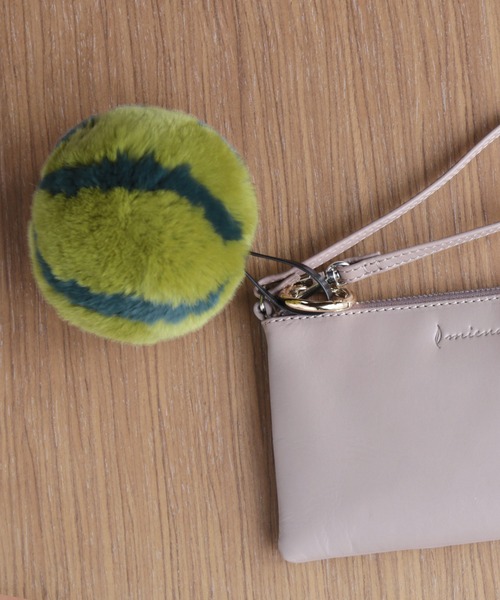 ♢みどりかわ♢K18 スフェーン ＆ スモーキークォーツ セットチャーム フワフワ果物野菜 ファーチャーム アボカド ナス チェリー オレンジ