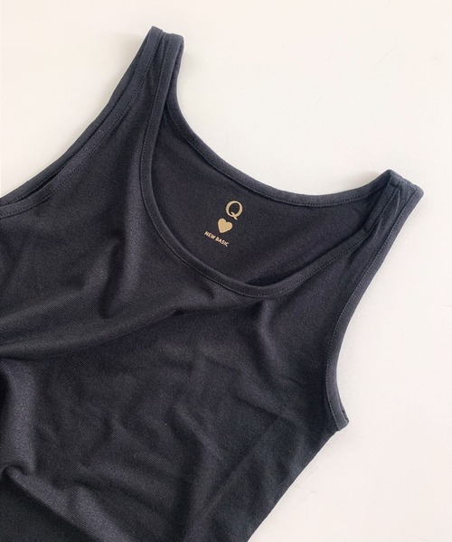 Q（キュー）の「ラメスリムタンク（タンクトップ・レディース・ライトグレー/ブラック/ベージュ/ラベンダー/ライトグリーン/サーモンピンク/ブルー・MEDIUM）」の2枚目の写真