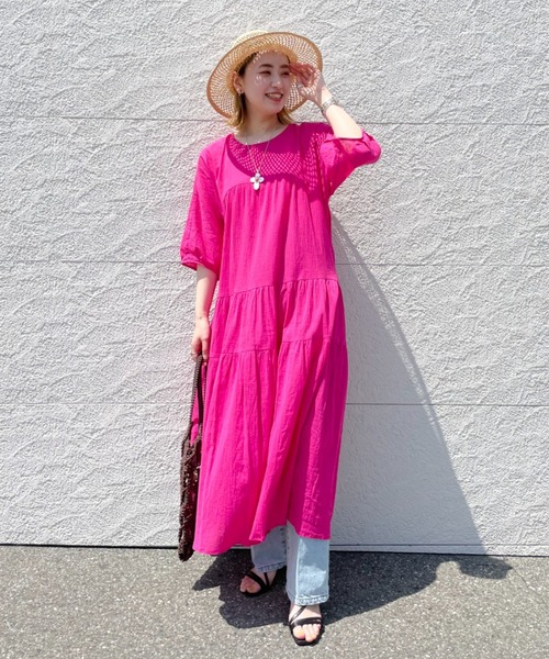 CIAOPANIC(チャオパニック)の「バックオープンティアードワンピース(ワンピース・レディース・サックスブルー/ピンク/ホワイト・FREE)」の1枚目の写真