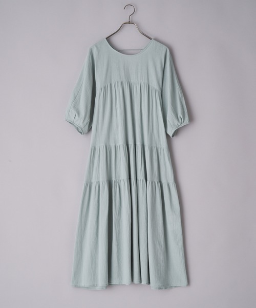 CIAOPANIC(チャオパニック)の「バックオープンティアードワンピース(ワンピース・レディース・サックスブルー/ピンク/ホワイト・FREE)」の6枚目の写真