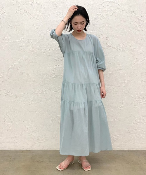 CIAOPANIC(チャオパニック)の「バックオープンティアードワンピース(ワンピース・レディース・サックスブルー/ピンク/ホワイト・FREE)」の5枚目の写真